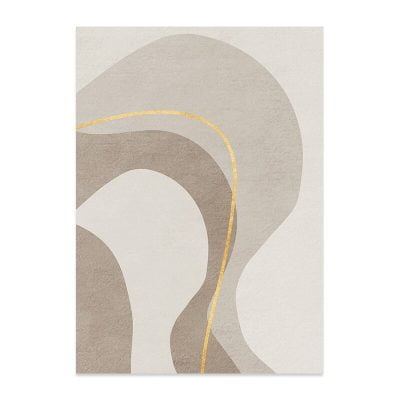 Wavy Beige Golden Lines Abstract Wall Art Fine Art Canvas Prints Modern For Living Room