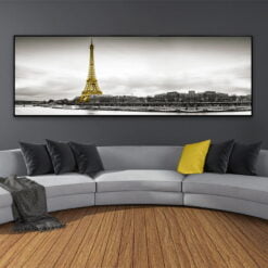 Wide Format Eiffel Tower Black & White Cityscape Wall Art For Modern Loft Apartment