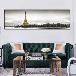 Wide Format Eiffel Tower Black & White Cityscape Wall Art For Modern Loft Apartment