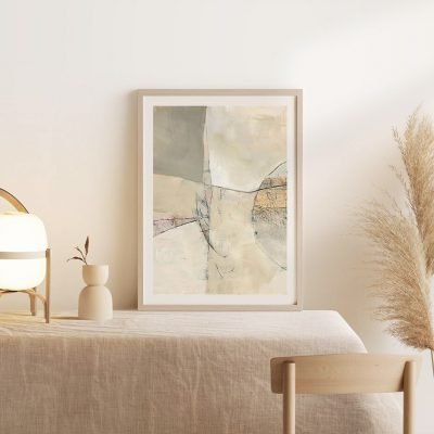 Neutral Colors Contemporary Abstract Geomorphic Wall Art Pictures For Living Room Decor