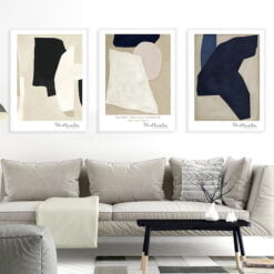 Neutral Colors Abstract Beige Blue Wall Art Pictures For Modern Living Room Bedroom Decor