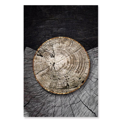 Abstract Black Wood Golden Tree Rings Wall Art Pictures For Modern Loft Living Room