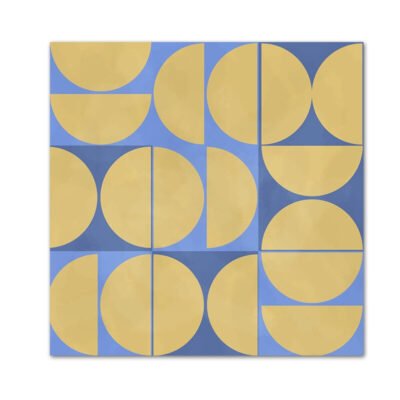 Abstract Blue Matte Gold Semi Circular Wall Art Fine Art Canvas Print For Home Office Decor