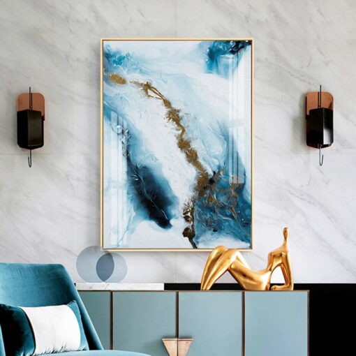 Abstract Blue Ocean Ice Shelf Wall Art Pictures For Living Room Home Office Art Decor