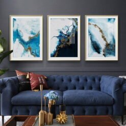 Abstract Blue Ocean Ice Shelf Wall Art Pictures For Living Room Home Office Art Decor