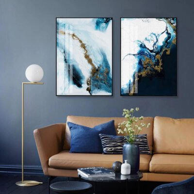 Abstract Blue Ocean Ice Shelf Wall Art Pictures For Living Room Home Office Art Decor