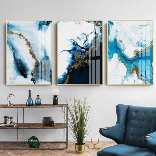 Abstract Blue Ocean Ice Shelf Wall Art Pictures For Living Room Home Office Art Decor