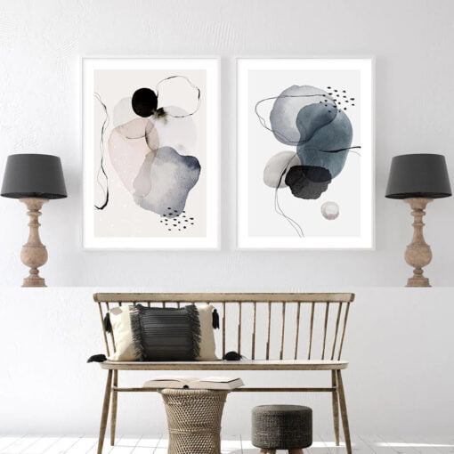 Abstract Elements Nordic Wall Art Neutral Color Pictures For Modern Home Office Decor