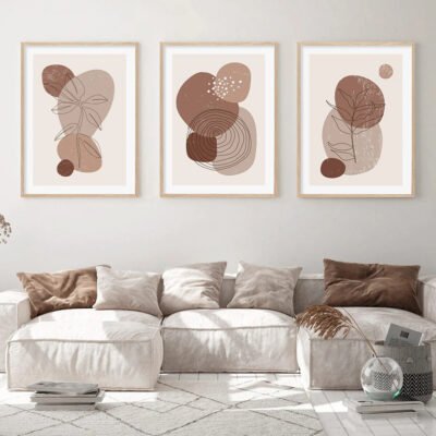 Abstract Organic Bohemian Terracotta Wall Art Pictures For Bedroom Living Room Decor