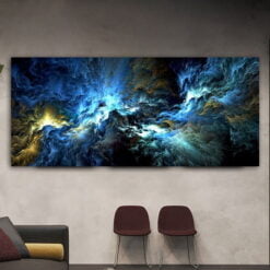 Alien Sky Cloud Wall Art Shades Of Blue Abstract Picture For Living Room Home Office Decor