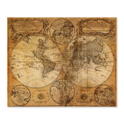 Antique Map Of The World Wall Art Fine Art Canvas Prints For Living Room Home Office Decor