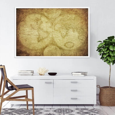 Antique Map Of The World Wall Art Fine Art Canvas Prints For Living Room Home Office Decor