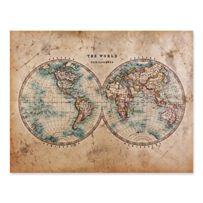 Antique Map Of The World Wall Art Fine Art Canvas Prints For Living Room Home Office Decor
