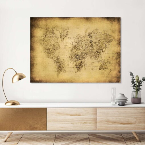 Antique Map Of The World Wall Art Fine Art Canvas Prints For Living Room Home Office Decor