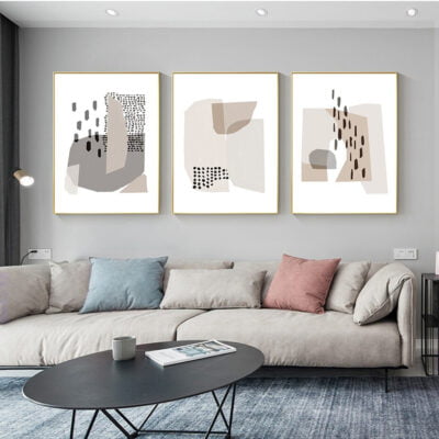 Beige Gray Minimalist Nordic Abstract Wall Art Pictures For Living Room Bedroom Art Decor