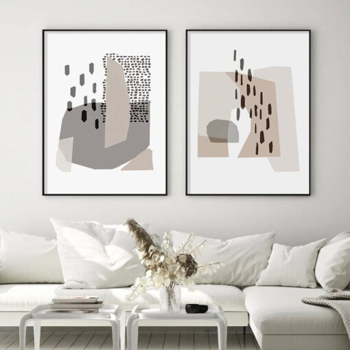 Beige Gray Minimalist Nordic Abstract Wall Art Pictures For Living Room Bedroom Art Decor