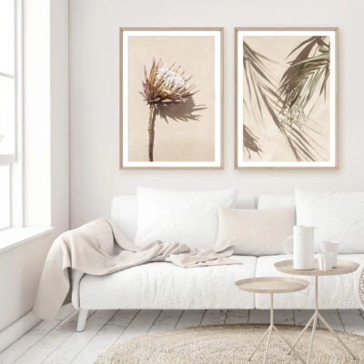 Beige Green Palm Floral Wall Art Modern Lifestyle Pictures For Living Room Bedroom Decor