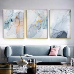 Blue Liquid Marble Print Wall Art Fine Art Canvas Prints For Luxury Living Room Wall Decor