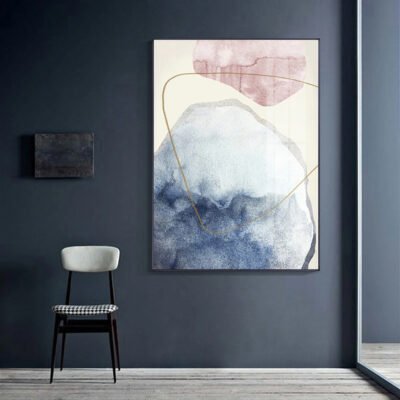 Blue Pink Geomorphic Nordic Abstract Wall Art Modern Pictures For Living Room Decor