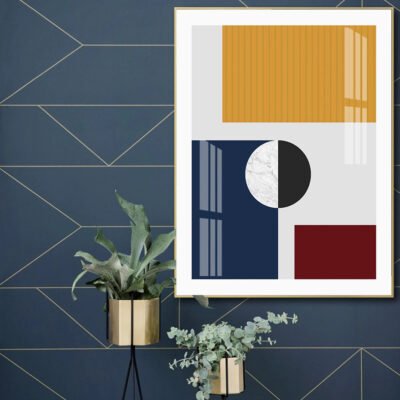 Bold Colors Geometric Abstract Wall Art Pictures For Modern Living Room Home Office Decor