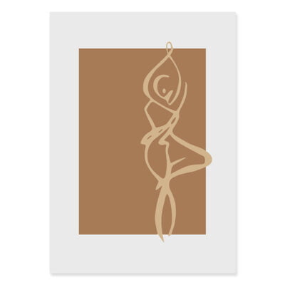 Brown Beige Boho Lifestyle Gallery Wall Art Minimalist Abstract Pictures For Living Room