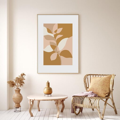 Brown Beige Boho Lifestyle Gallery Wall Art Minimalist Abstract Pictures For Living Room