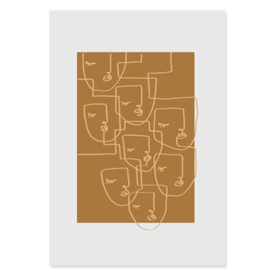 Brown Beige Boho Lifestyle Gallery Wall Art Minimalist Abstract Pictures For Living Room