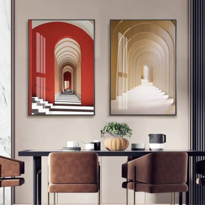 Cathedral Colonnades Wall Art Circular Arches Architectural Pictures For Home Office Decor