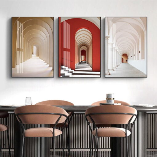 Cathedral Colonnades Wall Art Circular Arches Architectural Pictures For Home Office Decor