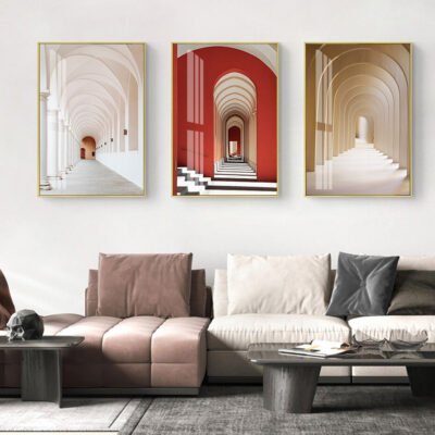 Cathedral Colonnades Wall Art Circular Arches Architectural Pictures For Home Office Decor