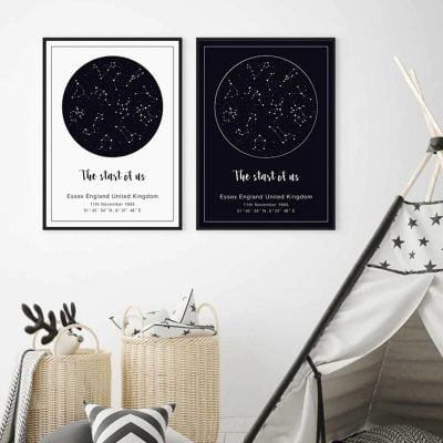 Constellation Map Of The Skies Wall Art Personalized Minimalist Quotation Pictures For Couples