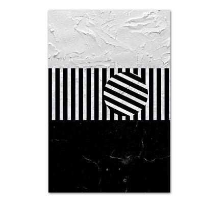 Contemporary Abstract Black & White Zebra Stripe Wall Art Pictures For Modern Home Office