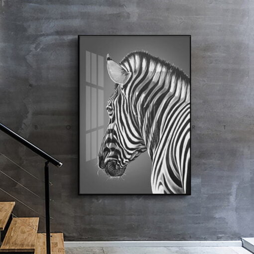 Contemporary Abstract Black & White Zebra Stripe Wall Art Pictures For Modern Home Office