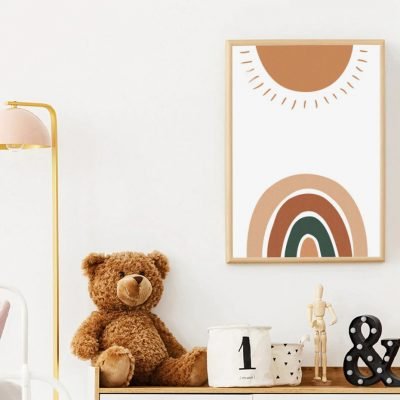 Cute Boho Rainbows Baby's Room Wall Art Canvas Pictures For Nursery Wall Decoration
