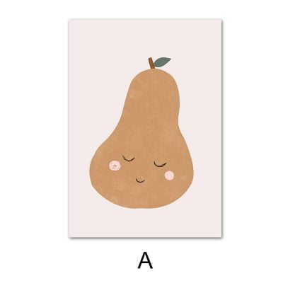 Cute Rainbow And Pear Trendy Nursery Wall Art Pictures For Children's Nursery Decor