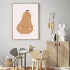 Cute Rainbow And Pear Trendy Nursery Wall Art Pictures For Children's Nursery Decor