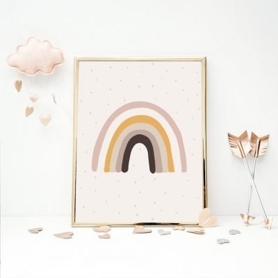 Cute Rainbow And Pear Trendy Nursery Wall Art Pictures For Children's Nursery Decor