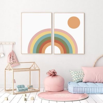 Cute Rainbow Wall Art For Baby's Room Kid's Bedroom Posters Pictures For Nursery Decor