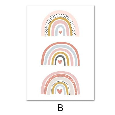 Cute Rainbows Nursery Wall Art Love Quote Colorful Bohemian Baby's Room Decor