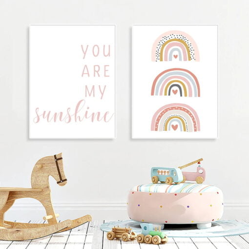 Cute Rainbows Nursery Wall Art Love Quote Colorful Bohemian Baby's Room Decor