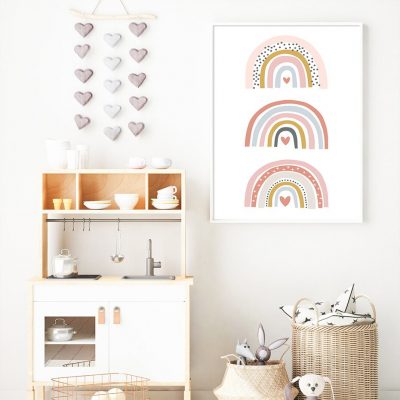 Cute Rainbows Nursery Wall Art Love Quote Colorful Bohemian Baby's Room Decor