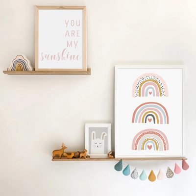 Cute Rainbows Nursery Wall Art Love Quote Colorful Bohemian Baby's Room Decor