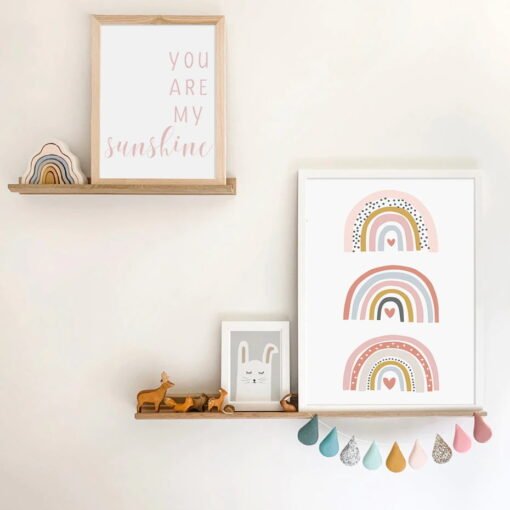 Cute Rainbows Nursery Wall Art Love Quote Colorful Bohemian Baby's Room Decor