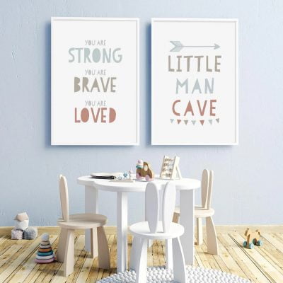 Dream Big Little One Cute Kids Wall Art Pictures For Baby Boys Room Nursery Decoration