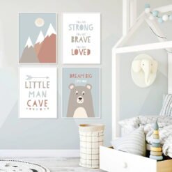 Dream Big Little One Cute Kids Wall Art Pictures For Baby Boys Room Nursery Decoration