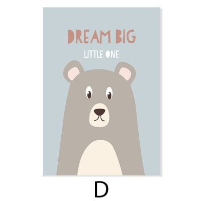 Dream Big Little One Cute Kids Wall Art Pictures For Baby Boys Room Nursery Decoration