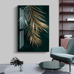 Exotic Golden Leaf Tropical Botanical Wall Art Fine Art Canvas Prints Luxury Home Decor