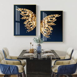 Golden Butterfly Wings Chic Fashion Wall Art Pictures For Living Room Bedroom Decor