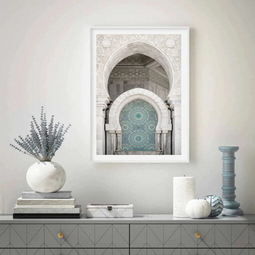 Jade Green Moroccan Arch Sun Sea Gallery Wall Art For Bohemian Living Room Decor