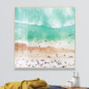 Jade Green Sea Beach Scene Wall Art Square Format Fine Art Canvas Print For Living Room